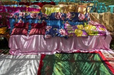 Chairs – which will be used to the ceremony participants – are being decorated with colorful fabrics. Antara/Rosa Panggabean