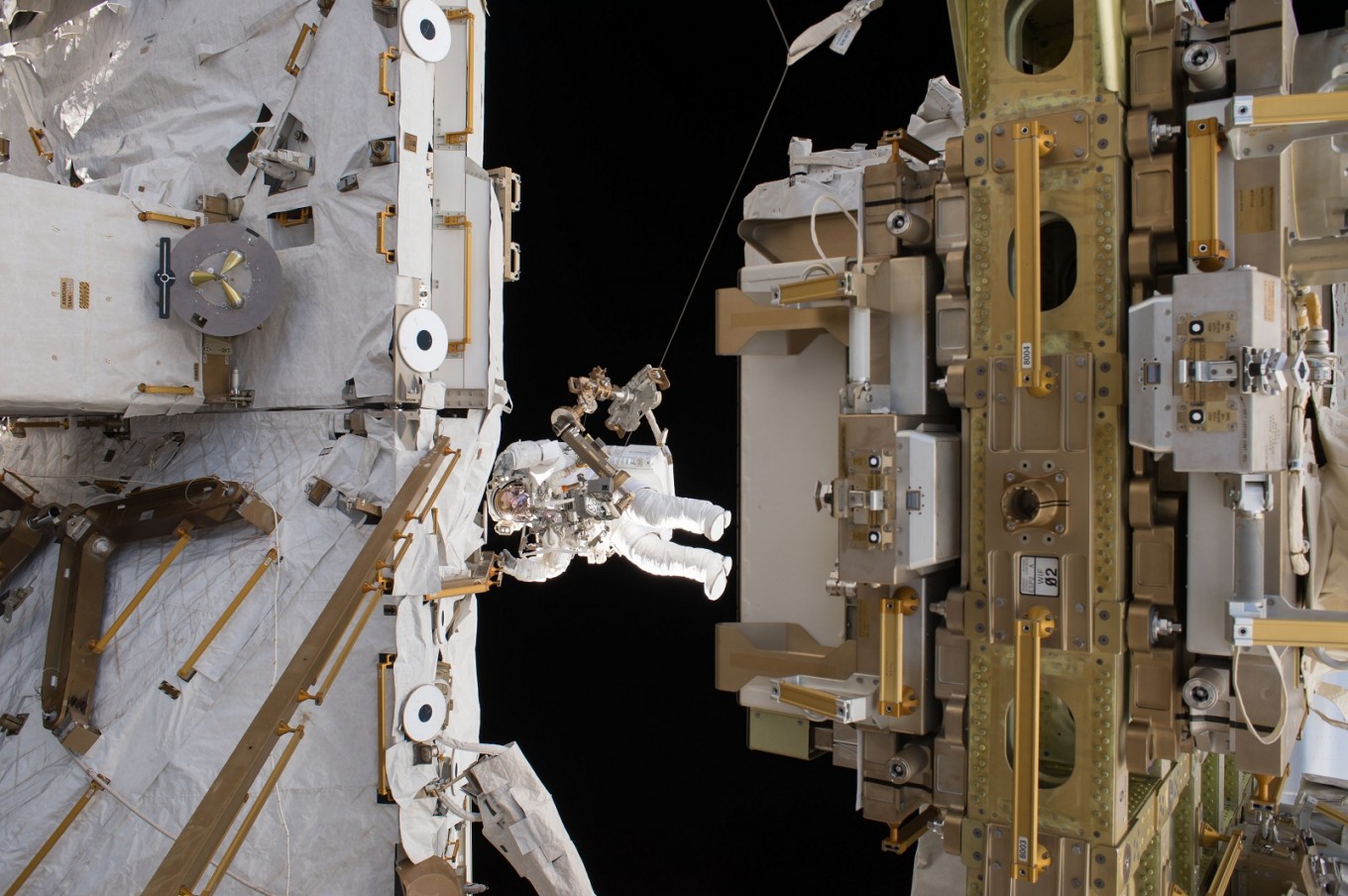 This NASA handout photo obtained March 29, 2017 shows Flight Engineer Thomas Pesquet of ESA (European Space Agency) seen floating outside the International Space Station during a spacewalk, after Pesquet and Expedition 50 Commander Shane Kimbrough of NASA conducted the six-hour-and-34-minute spacewalk on March 24, 2017. 