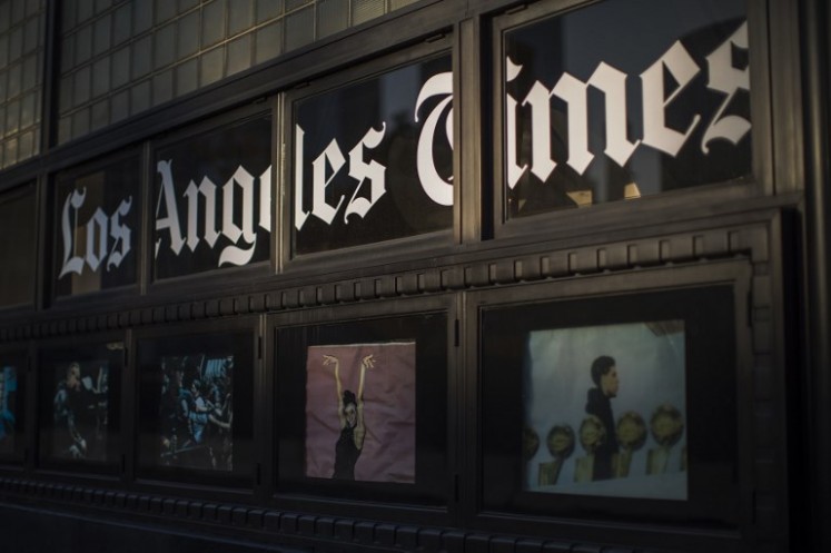 The Los Angeles Times building is seen on Feb. 6, 2018 in Los Angeles, California. 