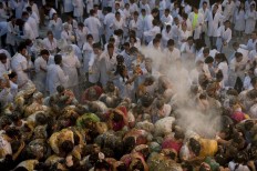 A scene of freshman year students hazing at the University of Granada, Spain.