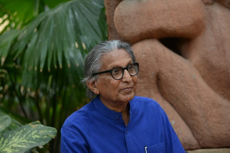 Indian architect Balkrishna Doshi, 90, winner of the Pritzker Architecture Prize, looks on at his residence in Ahmedabad on March 8, 2018. Trailblazing Indian architect Balkrishna Doshi vowed March 8 to use his award, considered architecture's Nobel equivalent, to escalate his campaign for proper housing for the poor as the country battles a massive shortage of homes.