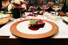Full-blood sirloin with mashed potatoes and onion marmalade red wine sauce to be paired with Joseph Drouhin Chambertin Clos de Beze 2011 at VIN+ Plaza Senayan Arcadia
