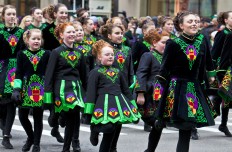 Dancers take part in the St. Patrick's Day Parade in New York City, United States
