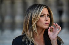 US actress Jennifer Aniston in Paris on April 11, 2017. Aniston and Adam Sandler have been named to the cast of 'Murder Mystery', a new comedy film.