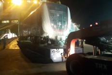 Two LRT cars arrive in Jakarta 