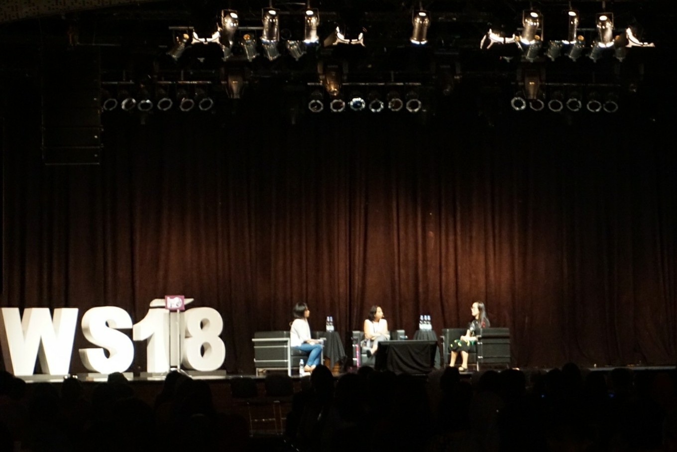 One of the sessions in the Writers' Series, 'Designing Women', featuring Feby Indirani (left), Devi Asmarani (center) and Dai Fan (right) in Central Jakarta on May 5. 