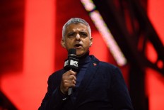London Mayor Sadiq Khan on November 11, 2017 during the 'MTV Presents Trafalgar Square'. London is introducing a contactless payment scheme for buskers. 