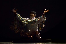 A male dancer wearing a Javanese costume takes part in the performance. JP/Tarko Sudiarno