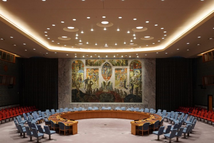 The chamber of United Nations Security Council (UNSC) in New York.