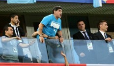Maradona 'fine' after scare, chided for obscene gesture