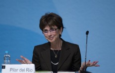 The widow of Portuguese novelist Jose Saramago, Pilar del Rio, at the International Book Fair in Guadalajara, Mexico, on November 29, 2014. 