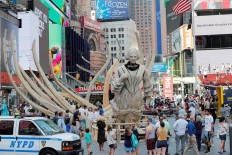 US artist 'floods' Times Square to bring climate change to life