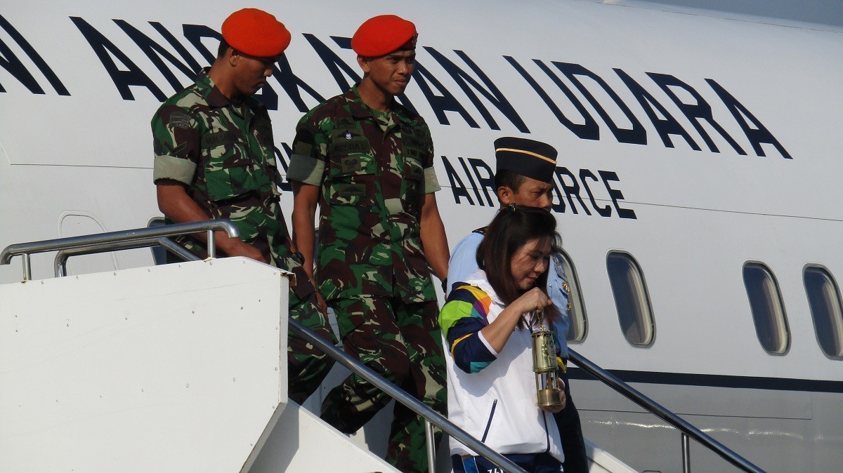 Asian Games Torch Arrives In Indonesia From India Asian Games Torch Arrives In Indonesia From India