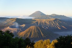 The trio of Mount Bromo, Mount Batok and Mount Semeru seen from Penanjakan 1 Hill. 