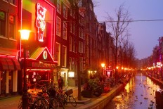 Red-light district in Amsterdam. 
