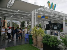 Wading through Saigon River on water bus
