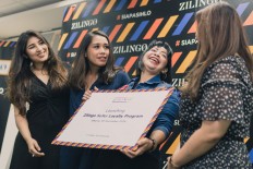 Scholarship recipient: Sisilia Zulfiyantini (second right), a Zilingo Indonesia business partner and owner of local fashion brand 2nd Red, is all smiles after being named one of the online fashion retailer&rsquo;s English training scholarship recipients. Accompanying her are Zilingo Indonesia head of sales Chandni Chainani (left), Zilingo Indonesia head of marketplace Melina Marpaung (second left) and Zilingo Indonesia marketing director Sarah Humaira.