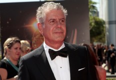 Chef and television personality Anthony Bourdain arrives at the 65th Primetime Creative Arts Emmy Awards in Los Angeles, California, on Sept. 15, 2013. 