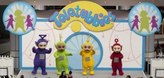 (From L to R) Teletubbies Tinky Winky, Dipsy, Laa-Laa and Po perform during their Reunion Tour at Westfield in west London, on September 10, 2009