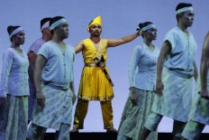 Epic play: Actors perform in I La Galigo, an epic story of the legendary Sawerigading, the son of the Luwu king who ruled the ancient kingdom of Luwu in Sulawesi. The cultural show, which was sponsored by state-owned Bank Mandiri, was staged during the 2018 Annual Meetings of the International Monetary Fund and World Bank Group from Oct. 8 to 14 in Nusa Dua, Bali.