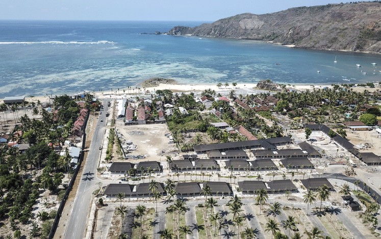 An aerial photo shows a micro, small and medium enterprises center in the Mandalika special economic zone in Central Lombok, West Nusa Tenggara, in 2019.
