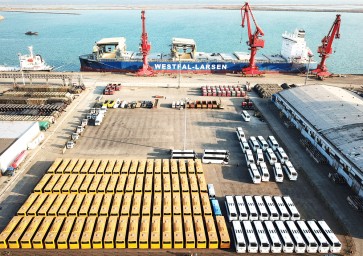 Slow manufacturing: New buses are seen lined up for export at a port in Lianyungang in east China&rsquo;s Jiangsu province on Wednesday. Chinese factory activity slowed in October, official data showed on Wednesday, adding to a growing list of bad news for the Asian giant as it struggles to maintain economic momentum in the face of United State tariffs and a weakening yuan. 