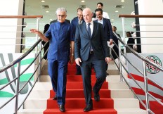 New base: World soccer governing body FIFA president Gianni Infantino (right) and Asian Football Confederation (AFC) president Sheikh Salman bin Ebrahim al Khalifa arrive at the AFC’s new headquarters for its inauguration in Kuala Lumpur on Tuesday.