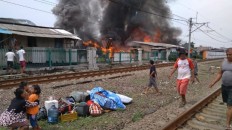 Fire disrupts commuter rail service in West Jakarta