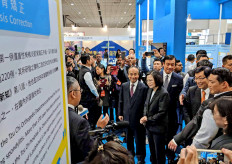 Taiwan vision: Taiwan President Tsai Ing-Wen (center, in glasses) tours the 2018 Taiwan Healthcare Expo at the Nangang Exhibition Center on Nov. 29. At the event, Tsai expressed her confidence that Taiwan was the best place to develop the healthcare technology industry. 