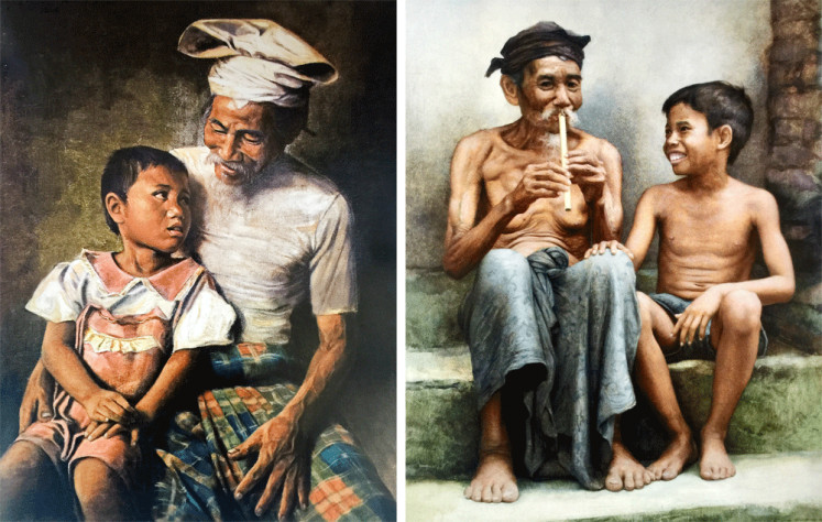 Style symmetry: A painting by Dullah (left) and another by Kok Poo, his follower.