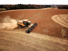 Farmer Lucas Richard of LFR Grain harvests a crop of soybeans at a farm in Hickory, North Carolina, United States, on Nov. 29. 