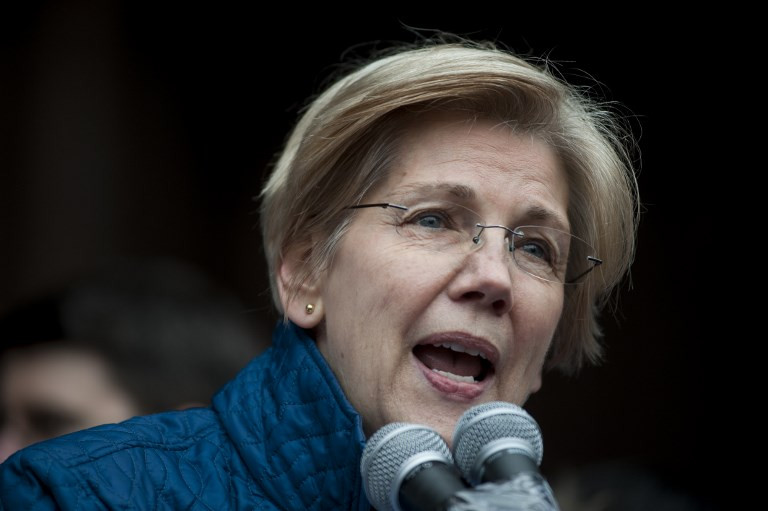 In this file photo taken on January 29, 2017 US Senator Elizabeth Warren, D-MA, speaks to people gathered at Copley Square in Boston, Massachusetts to decry US President Donald Trump's sweeping executive order, which restricts refugees and travellers from seven Muslim-majority countries. Democratic Senator Elizabeth Warren -- a fierce critic of Donald Trump -- on December 31, 2018 took a major step towards a likely run for president, seeking to upset the incumbent Republican in 2020. The 69-year-old Warren, who has represented Massachusetts in the Senate since 2013, is a progressive Democrat. She said she was launching an exploratory committee for president, which would help her raise funds early in the campaign cycle.

