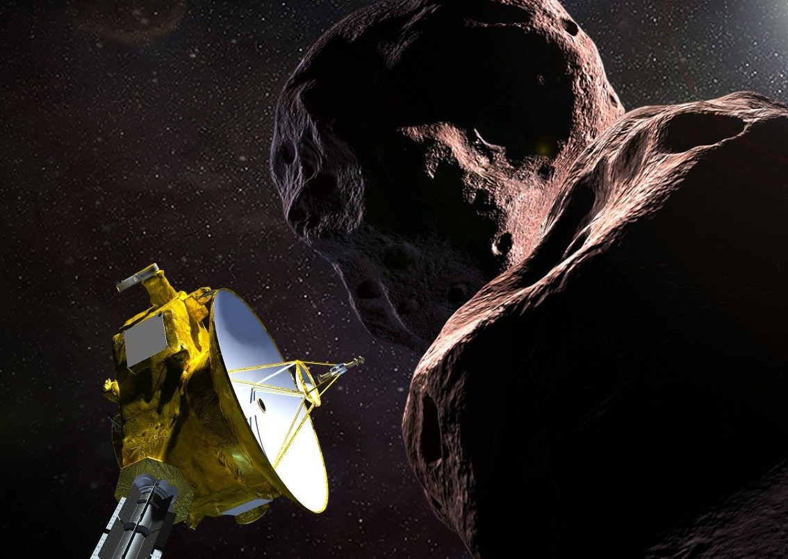 This artist's illustration obtained from NASA on December 21, 2018 shows the New Horizons spacecraft encountering 2014 MU69 &ndash; nicknamed 'Ultima Thule' &ndash; a Kuiper Belt object that orbits one billion miles beyond Pluto.
