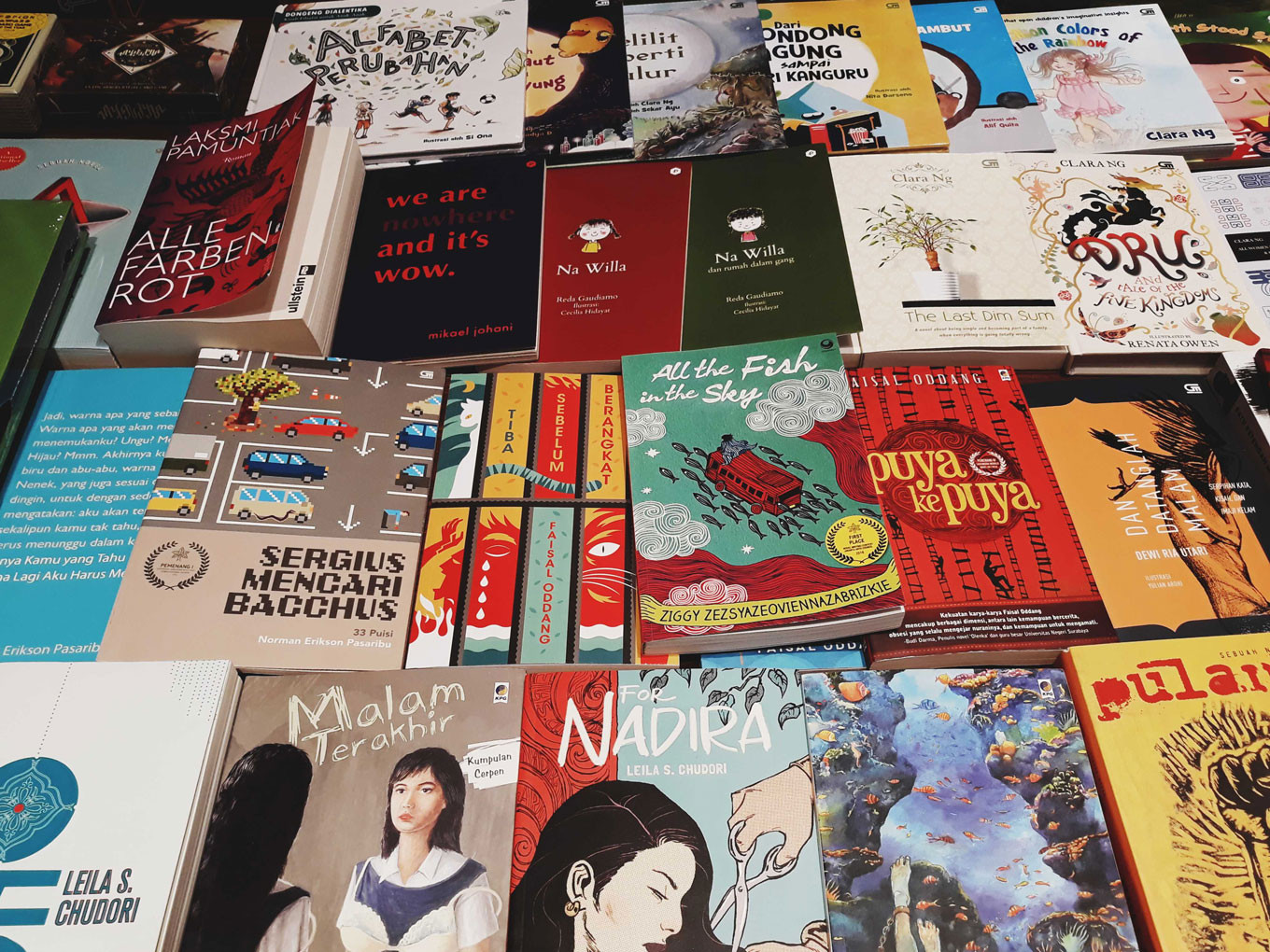 Buku-buku yang dibawa ke London Book Fair 2019 oleh Bekraf. Foto: JP/Devina Heriyanto