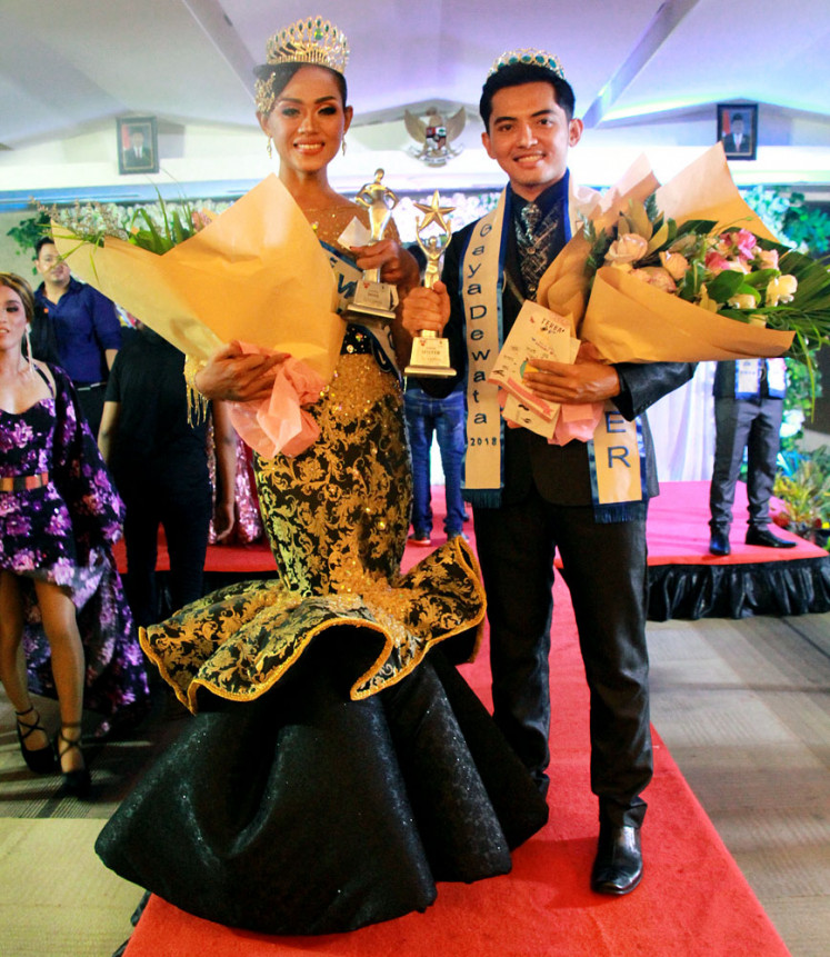 Pride and prejudice: Alena Perez, a transgender woman from Sidoarjo, East Java, and Harry Hexa, a gay man from West Java’s Bandung, were crowned Miss and Mister Gaya Dewata in the grand finals on Dec. 17, 2018 in Bali. 