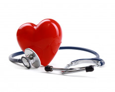 Red heart and a stethoscope