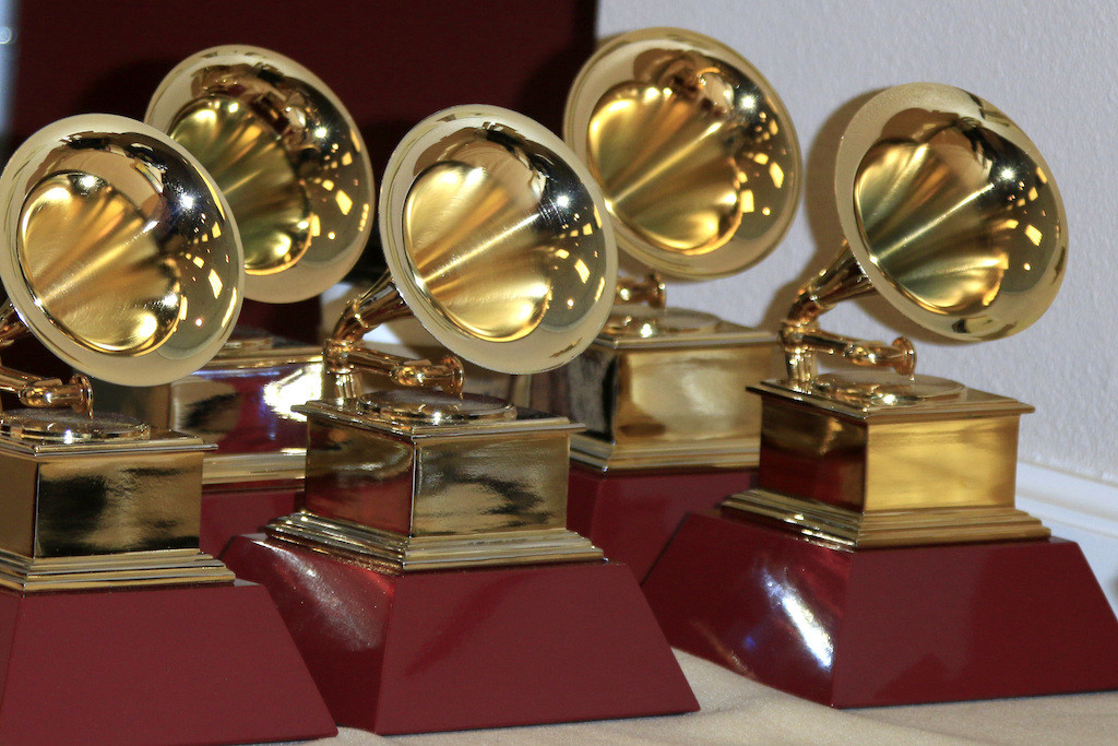 Grammy Award statues at the 16th Latin Grammy Awards at the MGM Grand Garden Arena on Nov. 19, 2015 in Las Vegas, NV