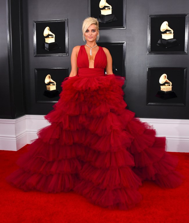 US singer Bebe Rexha arrives for the 61st Annual Grammy Awards on February 10, 2019, in Los Angeles. 