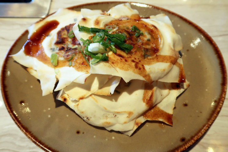 The gyoza offers a crunchy but not greasy exterior.