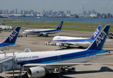 In this file photo taken on July 31, 2018, Boeing passenger planes of All Nippon Airways are seen at Tokyo's Haneda airport. 