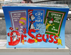 Dr Seuss' books on a BookBench sculpture; one of 50 celebrating London's literary heritage with famous book titles on July 5, 2014 at various locations across London.
