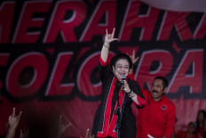Long-time Indonesian Democratic Party of Struggle (PDI-P) chairwoman Megawati Soekarnoputri during a campaign event.