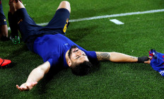 Barcelona’s Luis Suarez celebrates scoring the team’s first goal in a La Liga match against Atletico Madrid at Camp Nou, Barcelona in this file photo.Italian prosecutors said on Tuesday they had evidence that the language exam taken by Barcelona's Uruguay striker Luis Suarez to obtain Italian citizenship ahead of a possible move to Juventus was rigged.