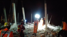 Building collapses in Medan city center