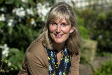 Irish writer and actress Lisa Harding poses during a photo session in Paris on March 21, 2019. 