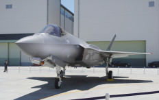 A Japan Air Self-Defense Force's F-35A stealth fighter jet, which Kyodo says is the same plane that crashed during an exercise on April 9, 2019, is seen at the Mitsubishi Heavy Industries Komaki Minami factory in Toyoyama, Aichi Prefecture, Japan