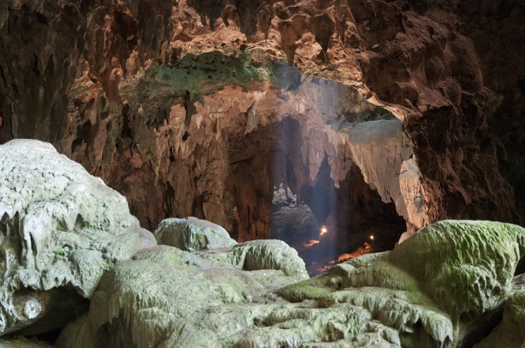 Callao Cave on Luzon Island, in the Philippines, is seen in a view taken from the rear of the first chamber of the cave, where the fossils of newly identified hominin species Homo luzonensis were discovered in the direction of the second chamber in this undated handout photo obtained by Reuters April 10, 2019. 