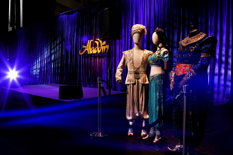 Costumes are on display at the media call of the Disney musical at the Sands Theater, Marina Bay Sands, Singapore.