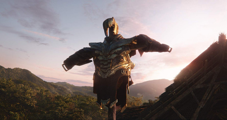 Memento: Thanos' (Josh Brolin) armor hangs in front of his retirement spot.