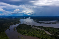An aerial view of the Iriri River in the Arara indigenous territory in the Amazon Rainforest in Para State, Brazil, on March 15, 2019. 